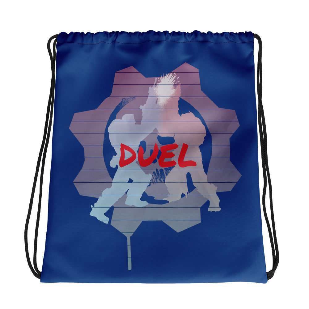 The Duel Paper blue Drawstring bag